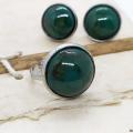 Bague et boucles d'oreilles vert antique